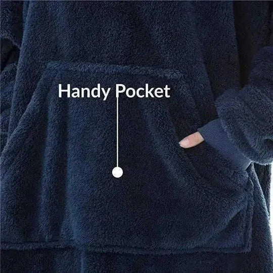 double-sided fleece hoodie | oversized pocket sweatshirt | wearable blanket hoodie | energy saving