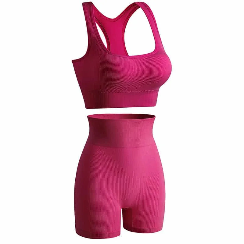 wireless sports bra | high-waisted yoga shorts | moisture-wicking fabric | ultrasonic cleaning