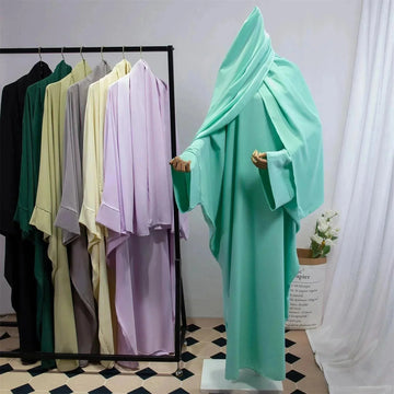 solid color abaya set | lightweight cotton robe | long sleeve maxi dress | ultrasonic cleaning
