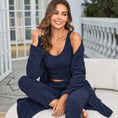 Women's Fuzzy 3 Piece Sweatsuit Open Front Cardigan Crop Tank Tops Wide Legs Pants Lounge Sets Meifu Market