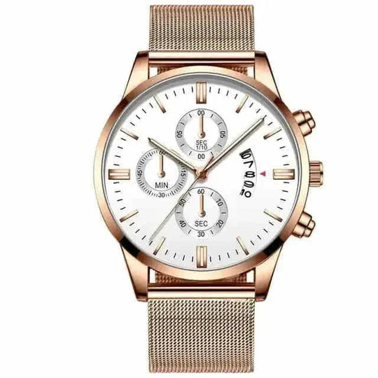 stainless-steel mesh band | 40mm case diameter | sapphire crystal glass | ultrasonic cleaning