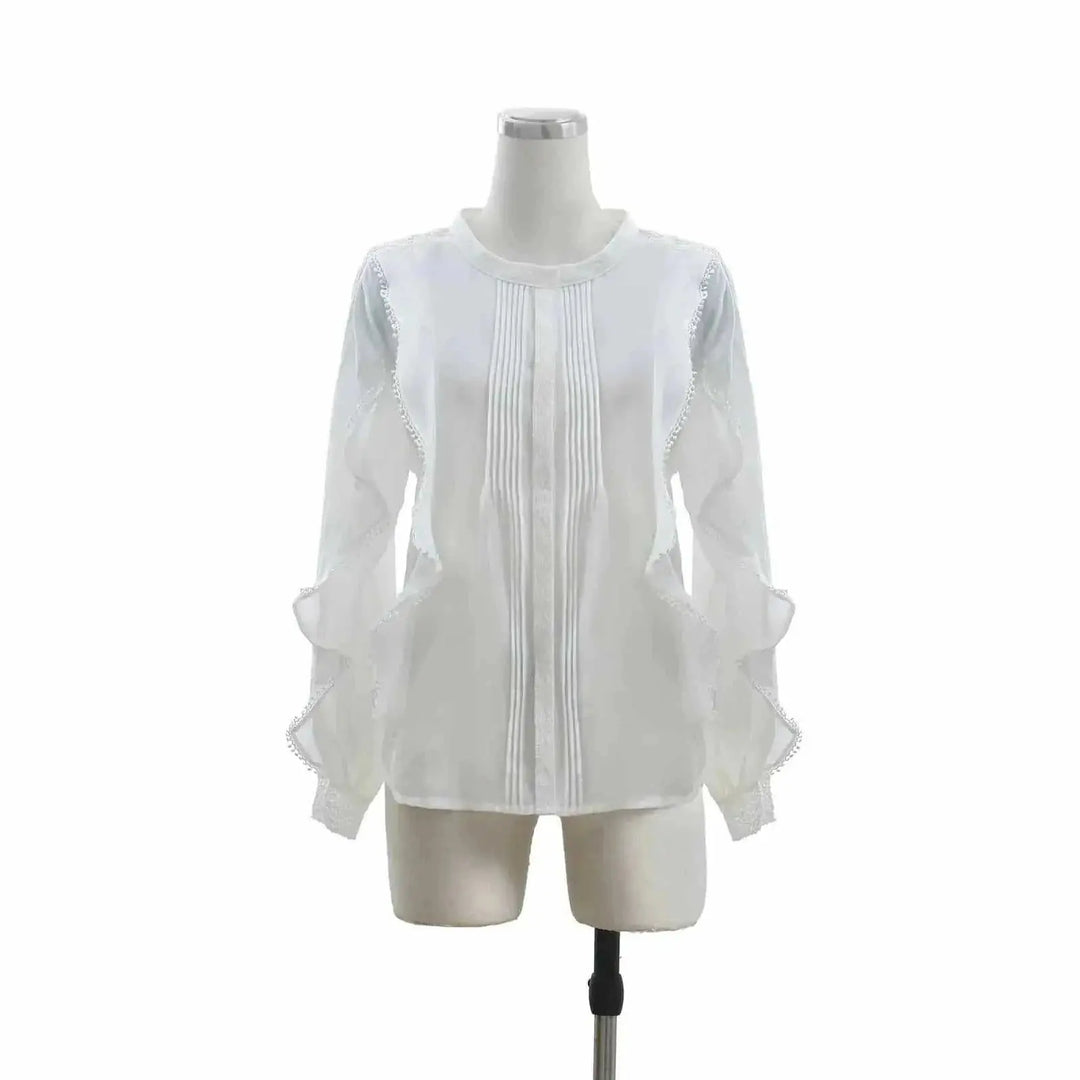 french linen shirt | loose fit blouse | lace trim top | energy saving