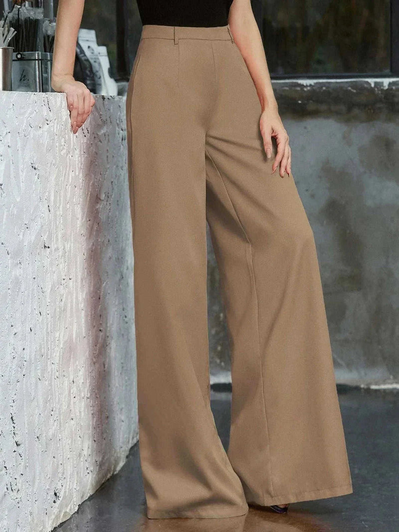 high-waisted wide leg pants | loose fit trousers for women | vibrant color palazzo pants | ultrasonic cleaning