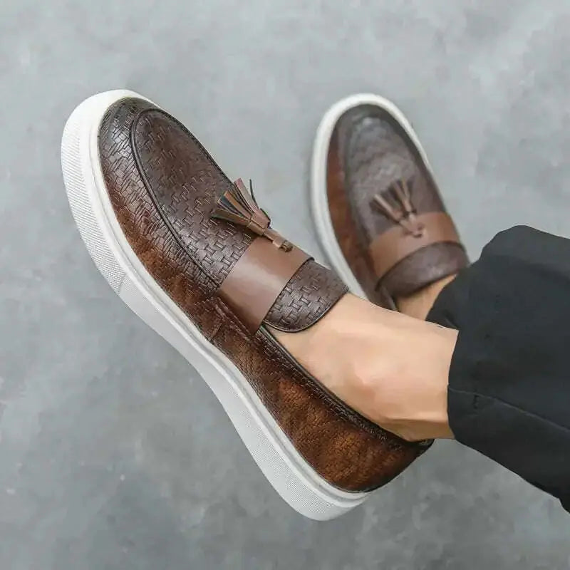 Men's Plus Size Fringed Leather Loafers - Casual Fashion Tassel Shoes Meifu Market