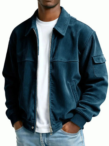 heavyweight corduroy jacket | mens vintage style jacket | casual long sleeve coat | energy saving