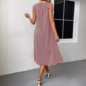 European And American Fashion Commuter Round Neck Sleeveless Dress Women