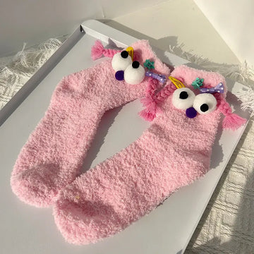 Cute Big Eyes Bunching Socks Thick Mid-calf Length Socks meifu market