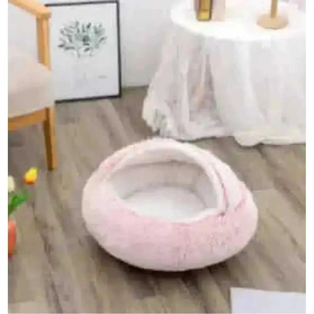 2-in-1 Dog & Cat Bed - Round Plush Warm Winter Pet House - view 64 (material: fleece, cotton | pattern: check | season:...