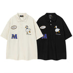 Waffle Knit Cartoon Polo — Couple Matching Short Sleeve Shirt