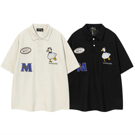 Waffle Knit Cartoon Polo — Couple Matching Short Sleeve Shirt