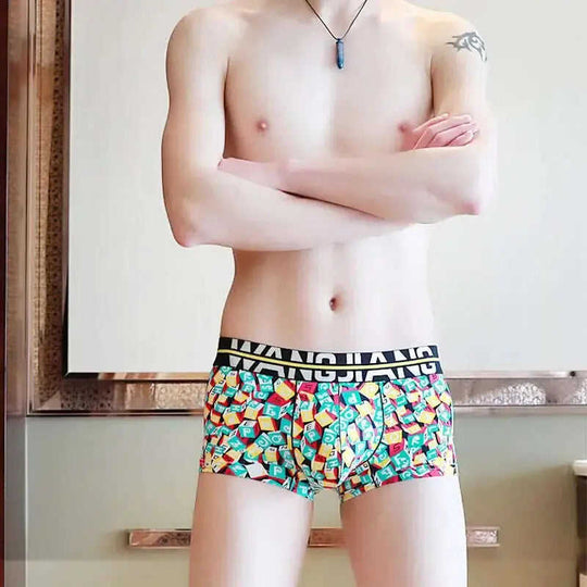 Men's Ice Silk Boxer Briefs Summer Breathable Printed Underwear Meifu Market
