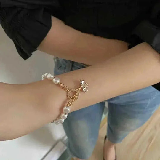 natural stone pendant bracelet | genuine pearl jewelry for women | adjustable bracelet length | energy saving