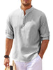 Men's Casual Shirt  Long Sleeve Stand Collar Solid Color Shirt Mens Clothing Meifu Market