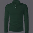 Men's Long Sleeve Polo Shirt - Solid Color Lapel Collar, Casual Smart-Casual Polyester Knit Top Meifu Market