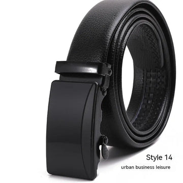 Men's Fashion Automatic Buckle Litchi Pattern Belt meifu market