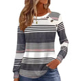 Casual Button Striped Long Sleeve Women's T-shirt Meifu Market