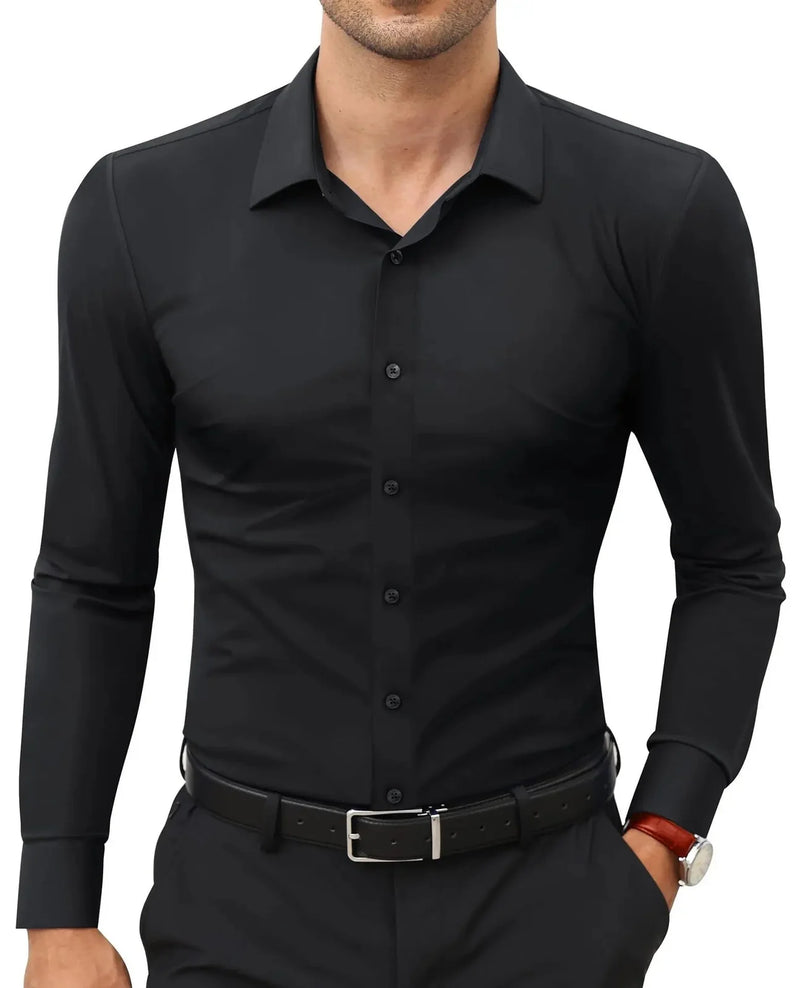 stretch-fit long sleeve shirt | moisture-wicking work shirt | wrinkle-resistant office shirt | energy saving