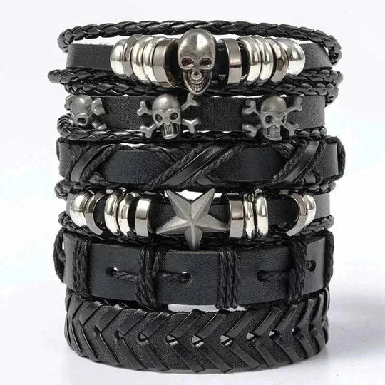 genuine leather bracelet | adjustable woven bracelet | multi-layer charm bracelet | energy saving
