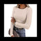 3 Pack Women's Long Sleeve Shirts, Crew Neck Ribbed Tops Slim Fit Casual Knit Tees Stretch Basic T Shirts - back view...
