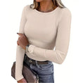 3 Pack Women's Long Sleeve Shirts, Crew Neck Ribbed Tops Slim Fit Casual Knit Tees Stretch Basic T Shirts Meifu Market