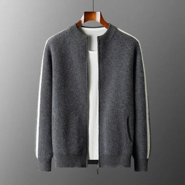 Fashionable All-match Casual Woolen Sweater Four Flat Air Layer Thickened Half Turtleneck Pure Wool Cardigan Meifu Market