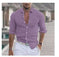 Men's Long Sleeve Shirt With Button Casual Solid Color Tops For Spring Autumn Gray - color variant display
