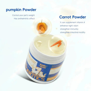Dog & Cat Probiotics - 7 Strains with Prebiotics Pumpkin Carrot 5B CFU