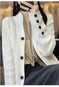 pure wool cardigan women | loose fit knitted coat | stand collar sweater | ultrasonic cleaning