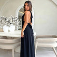 backless halter dress | summer slit maxi dress | strappy v neck dress | ultrasonic cleaning