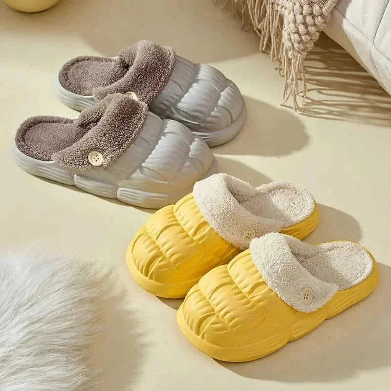 removable fuzzy slippers | waterproof house shoes | non-slip indoor footwear | ultrasonic cleaning