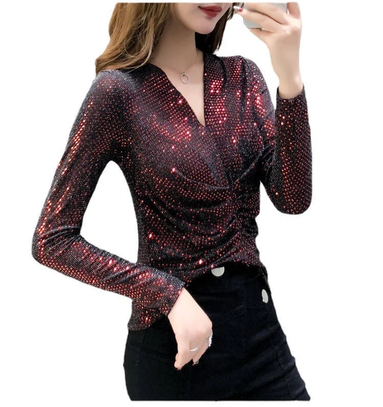 sparkly silk blouse for women | elegant glittery blouse | womens formal silk top | energy saving