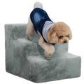 PawHut Three-Step Dog Stairs, With Washable Plush Cover, For High Bed Sofa, Dog Stairs For Small Dog And Cat - Light Grey Meifu Market