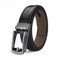 Men's Automatic Buckle Pure Cowhide Pant Belt Black Pattern - scale comparison view