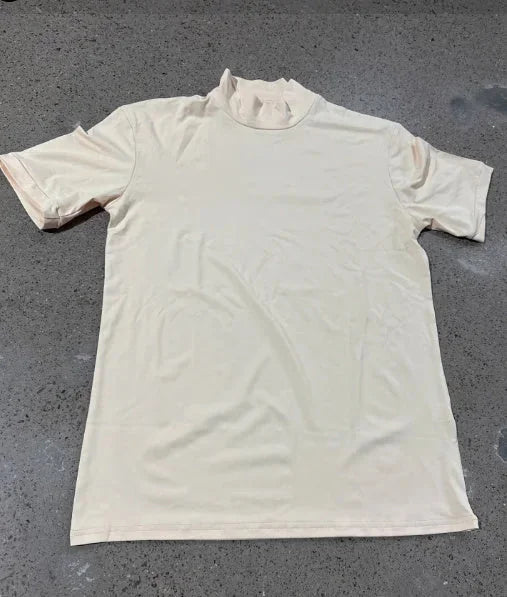 mercerized cotton t-shirt | half turtleneck short sleeve | breathable summer top | energy saving