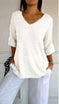 Solid Long Sleeve Sweater Slimming V-neckline Knitwear Women's Bottoming Shirt Meifu Market