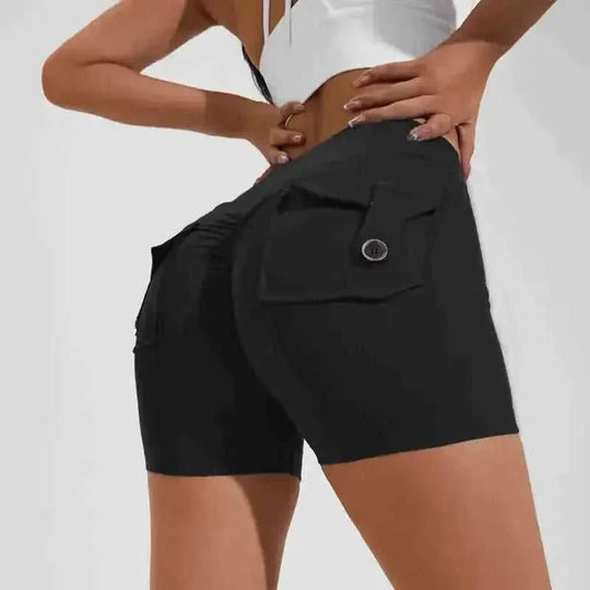 high-waisted compression shorts | quick-dry nylon fabric | 4-way stretch material | energy saving