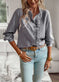 Striped Long Sleeve Shirt Fashion Ruffle Design Button Up Tops Casual Office Blouse Elegant Commuting Women's Clothing Meifu Market