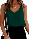 stretchable fabric tank top | breathable summer camisole | loose fit v neck blouse | energy saving