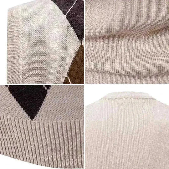 mens plaid pullover sweater | soft cotton blend fabric | long sleeve casual sweater | energy saving