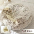 2 In 1 Dog And Cat Bed Pet Winter Bed Round Plush Warm Bed House Soft Long Plush Pets Bed Pet Products - round plush winter bed that keeps both cats and dogs warm