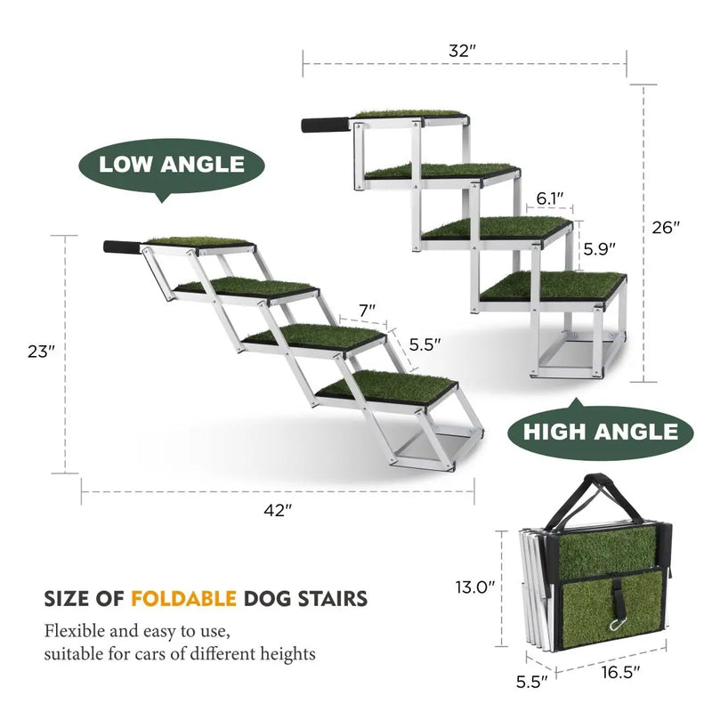 Foldable Dog Ramp For Cars, SUVs, Trucks, Portable Pet Dog Stairs For Large Dogs With Non-Slip Surface  Reinforced Design, Lightweight Yet Sturdy Supports Up To 250lbs Meifu Market