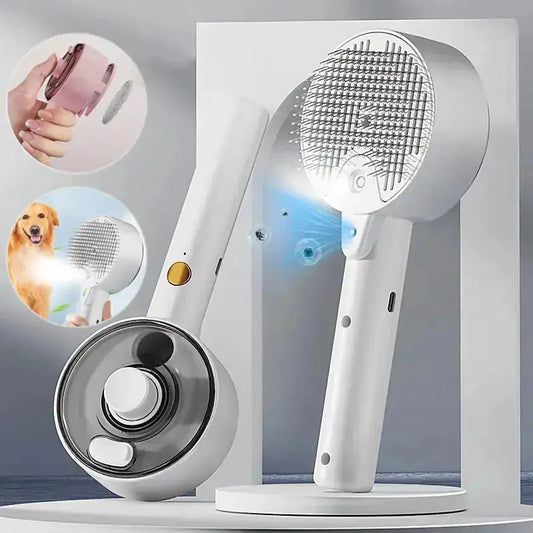 Pet Hair Remover Brush - Self-Cleaning Steam Grooming Brush UV Sterilization