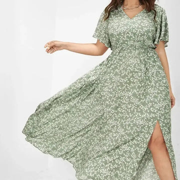 European And American Ladies Bohemian Style Floral Tight Waist Dress