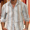 striped cotton linen shirt | mens long-sleeved button down | breathable linen blend shirt | ultrasonic cleaning