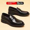 Cowhide Business Formal Wear Men's Slip-on Invisible Height Increasing Leather Shoes Meifu Market