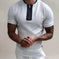 Striped Zip Polo — Men's Jacquard Stand-Collar Summer Shirt