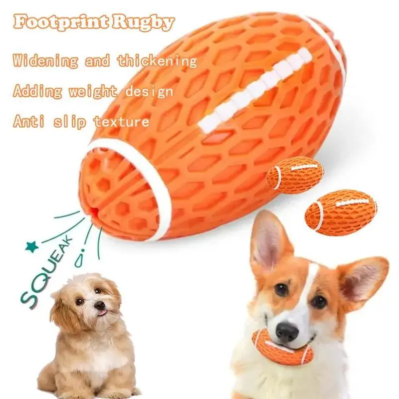 Dog Rubber Chew-resistant Interactive Squeaky Football Toy Meifu Market