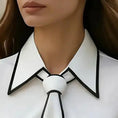 Women's Classic Tie & Lapel Blouse, Long Sleeve Contrast Color Design Shirt For Office And Formal Wear Meifu Market