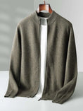 pure wool cardigan | double-strand knit sweater | stand collar cashmere | ultrasonic cleaning
