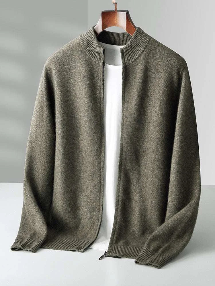 pure wool cardigan | double-strand knit sweater | stand collar cashmere | ultrasonic cleaning